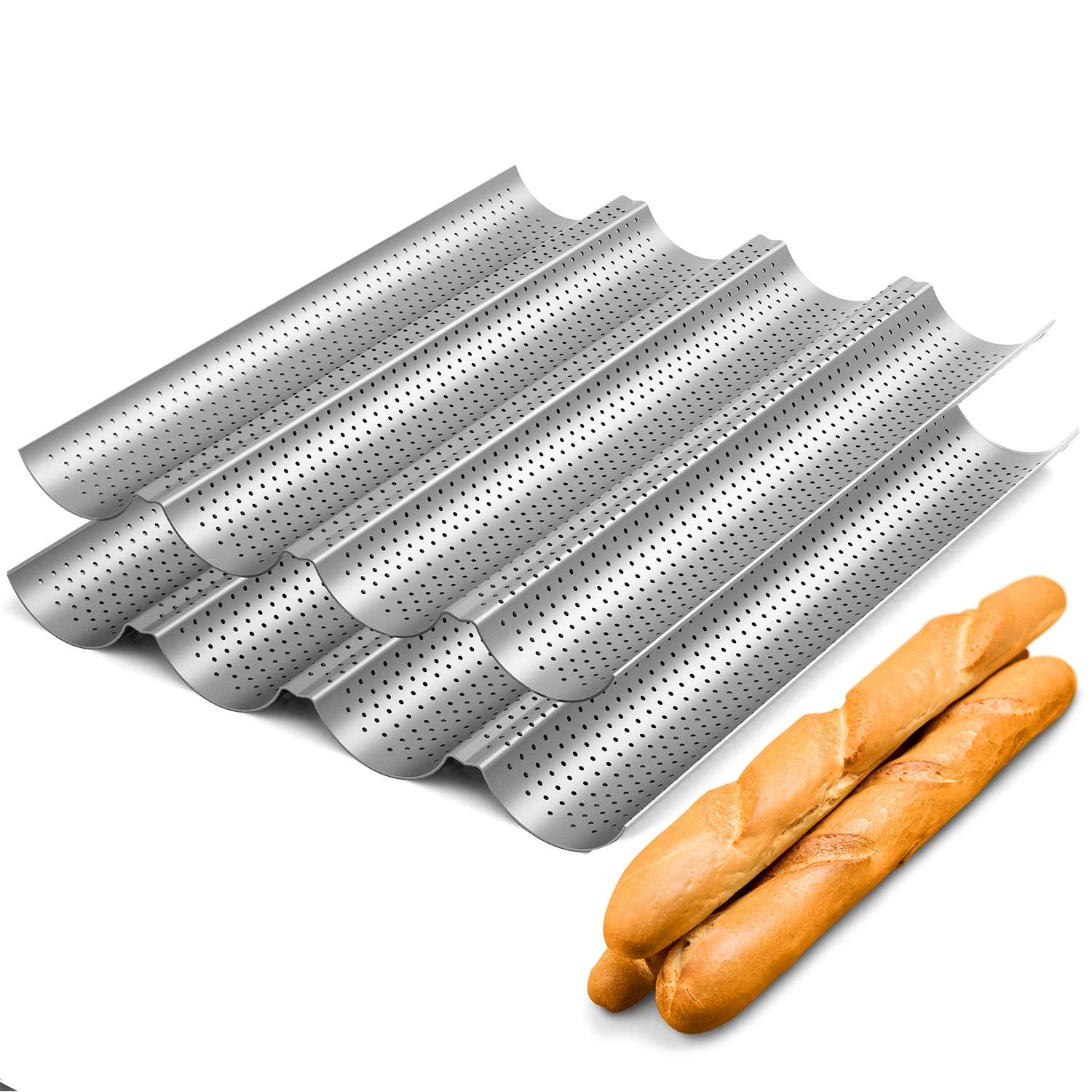 Tiawudi baguette pan with a 4-well design for efficient side-by-side baking.