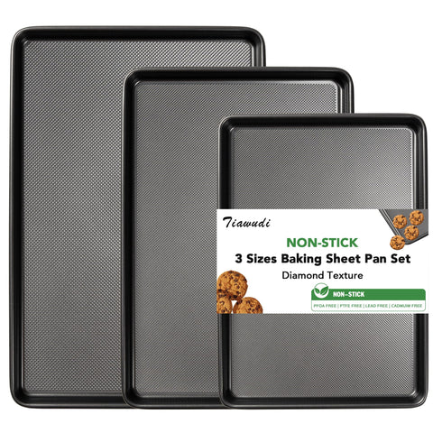 Tiawudi baking sheet set large 17.5x11.7 inches for bulk batches with even browning.