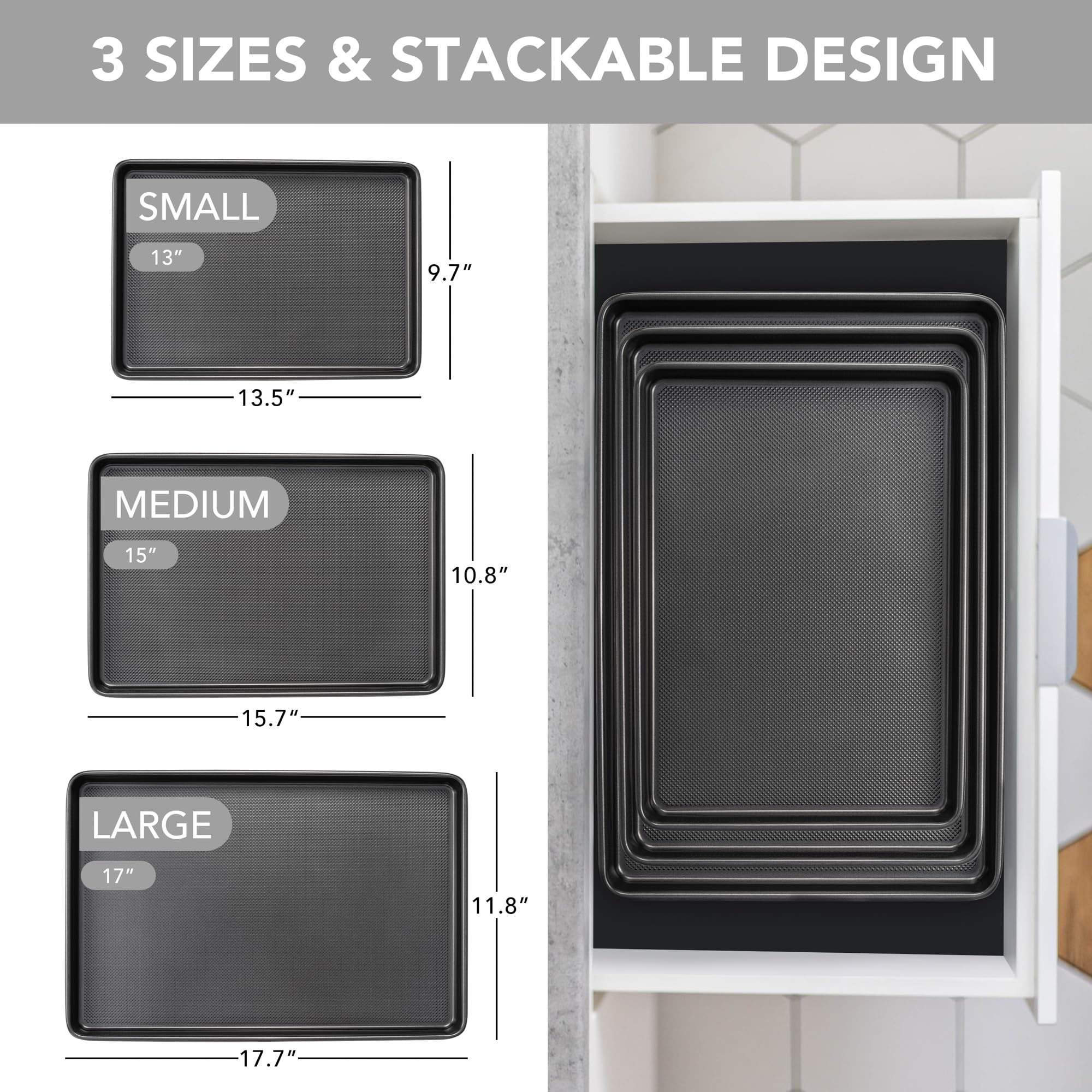 Tiawudi baking sheet set medium 15.6x10.8 inches ideal for rolls and cookies.