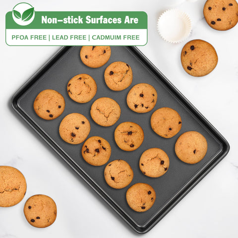 Tiawudi baking sheet set small 13.5x9.7 inches suits bite-sized pastries.