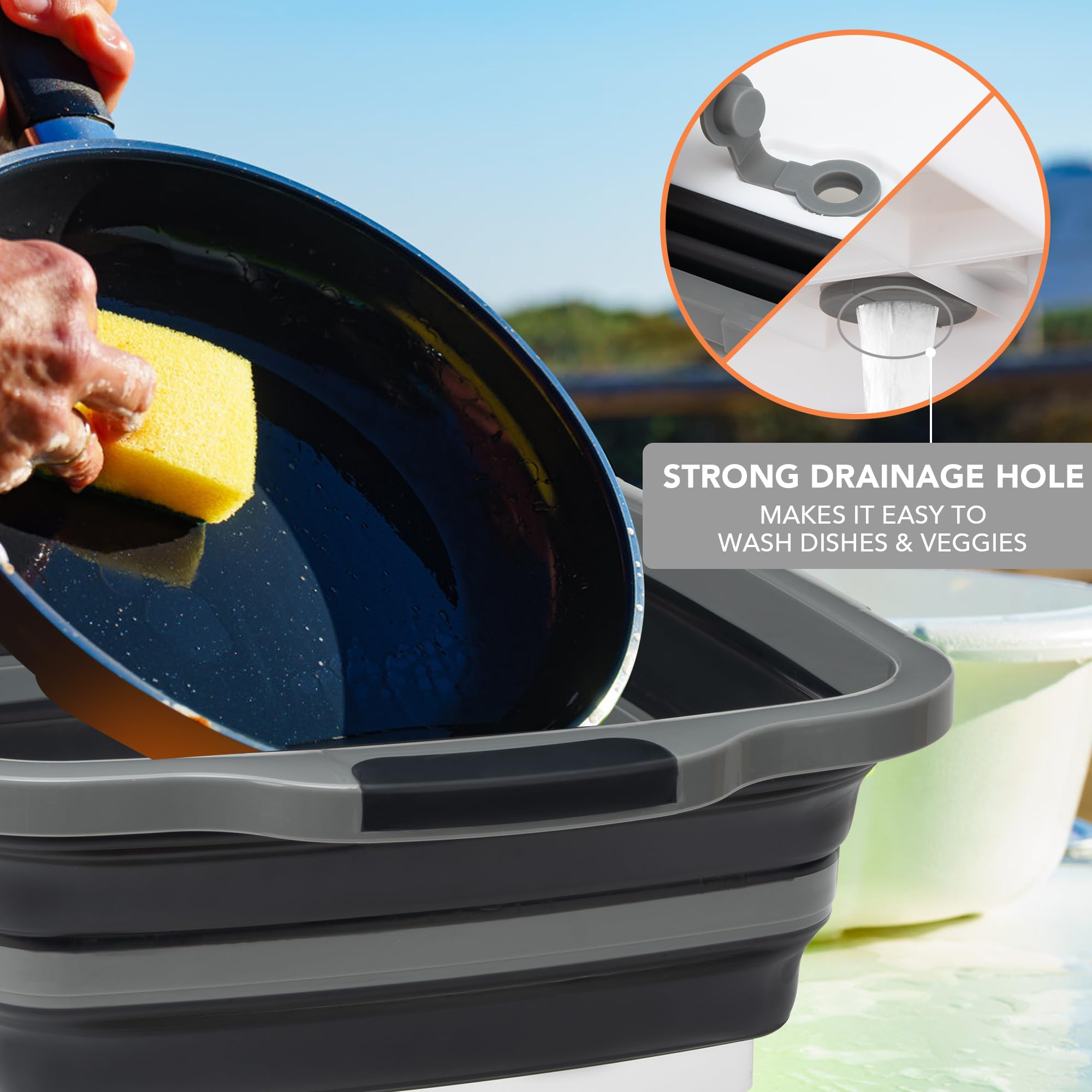 Tiawudi tub folded to become a cutting surface for meats and produce