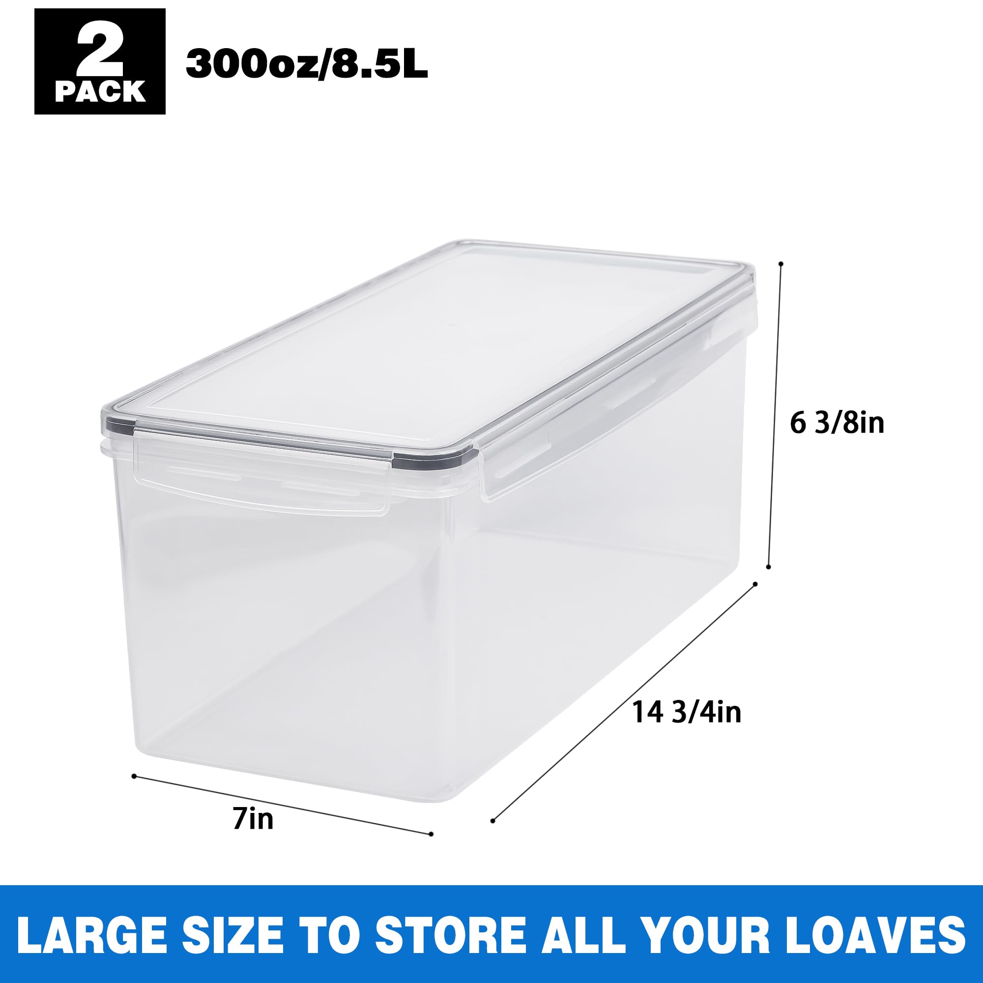 Tiawudi bread box airtight lid close-up highlights silicone gaskets.