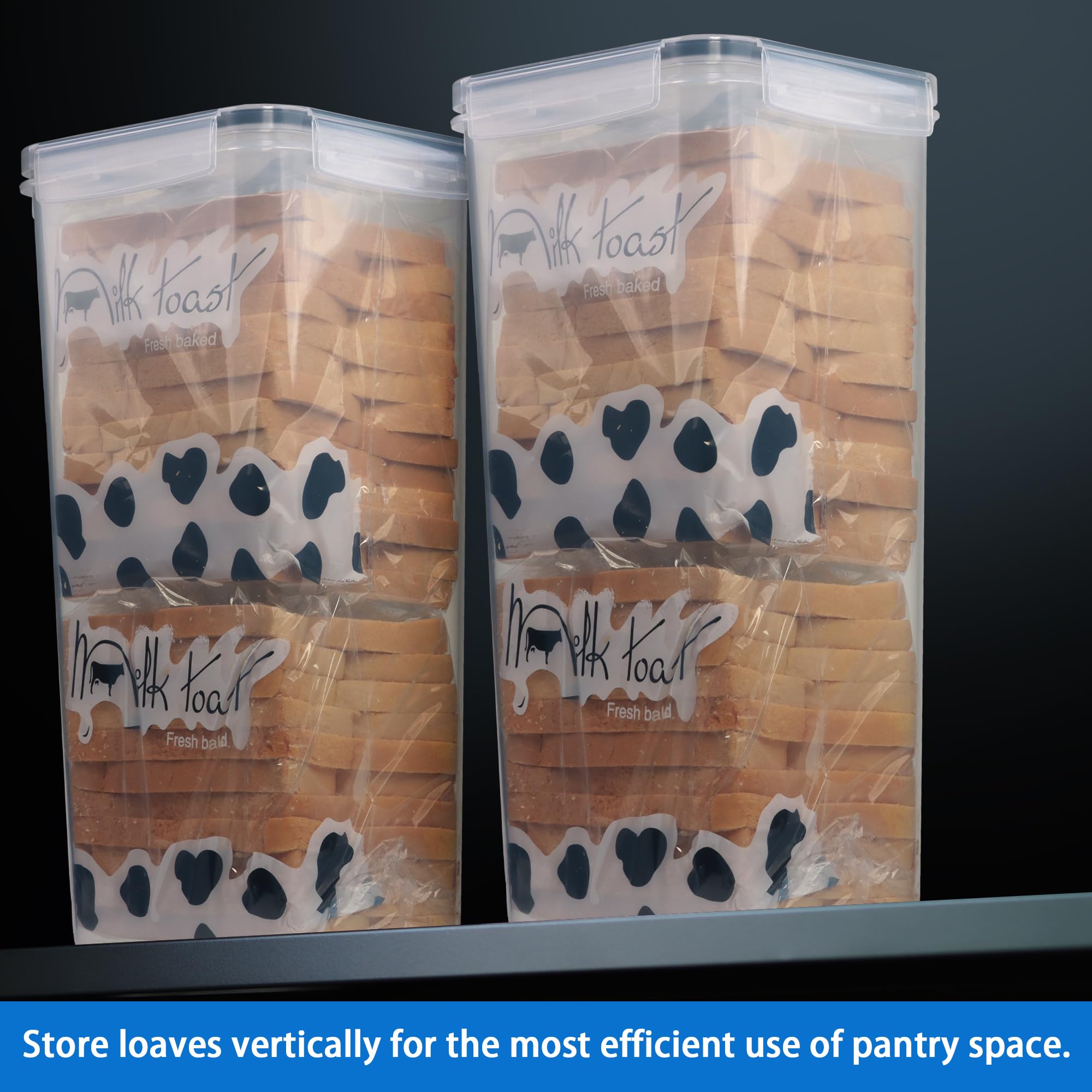 Tiawudi bread box tall 2-pack closeup of lid seal for freshness