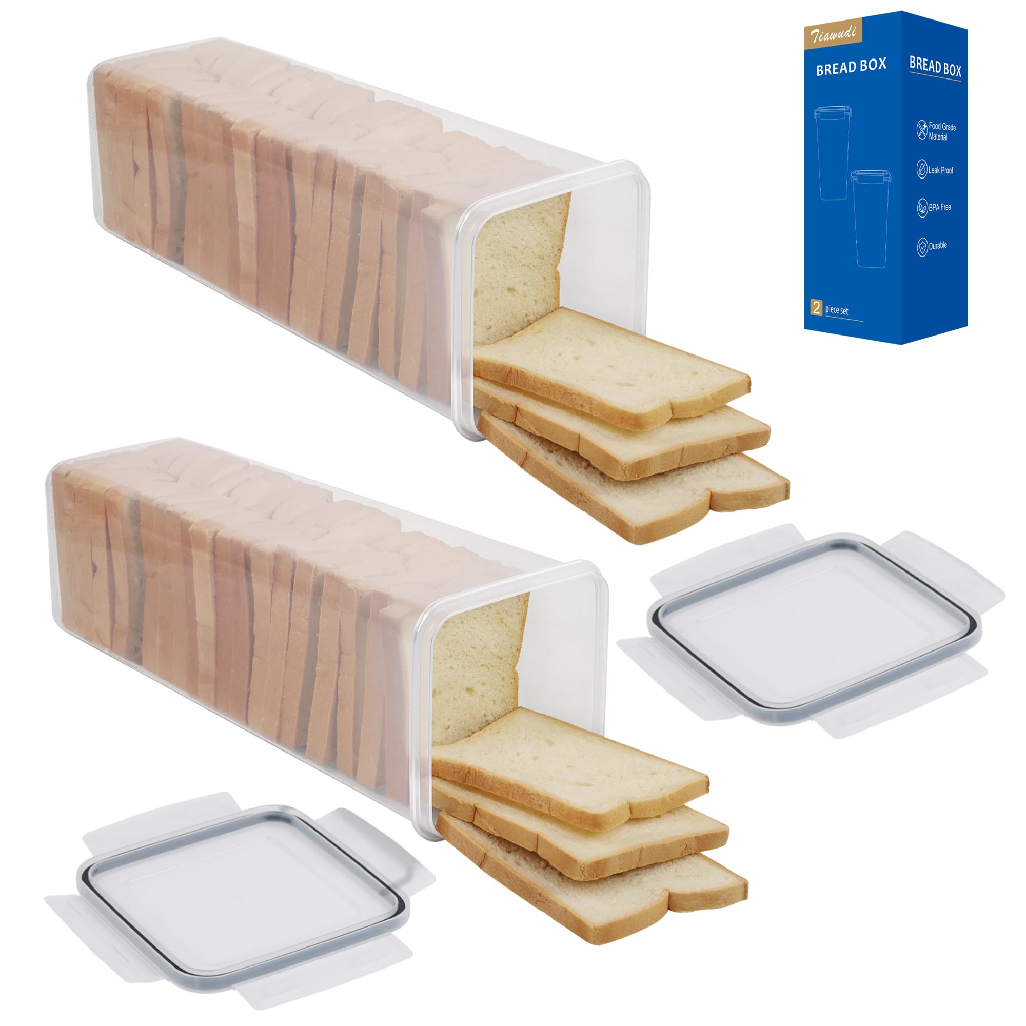 Tiawudi bread box tall 2-pack on counter showing organized kitchen storage and accessibility