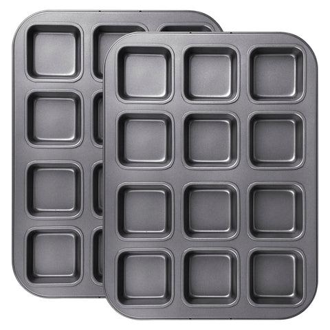 Tiawudi 12-cavity brownie pan set for even baking of mini treats.