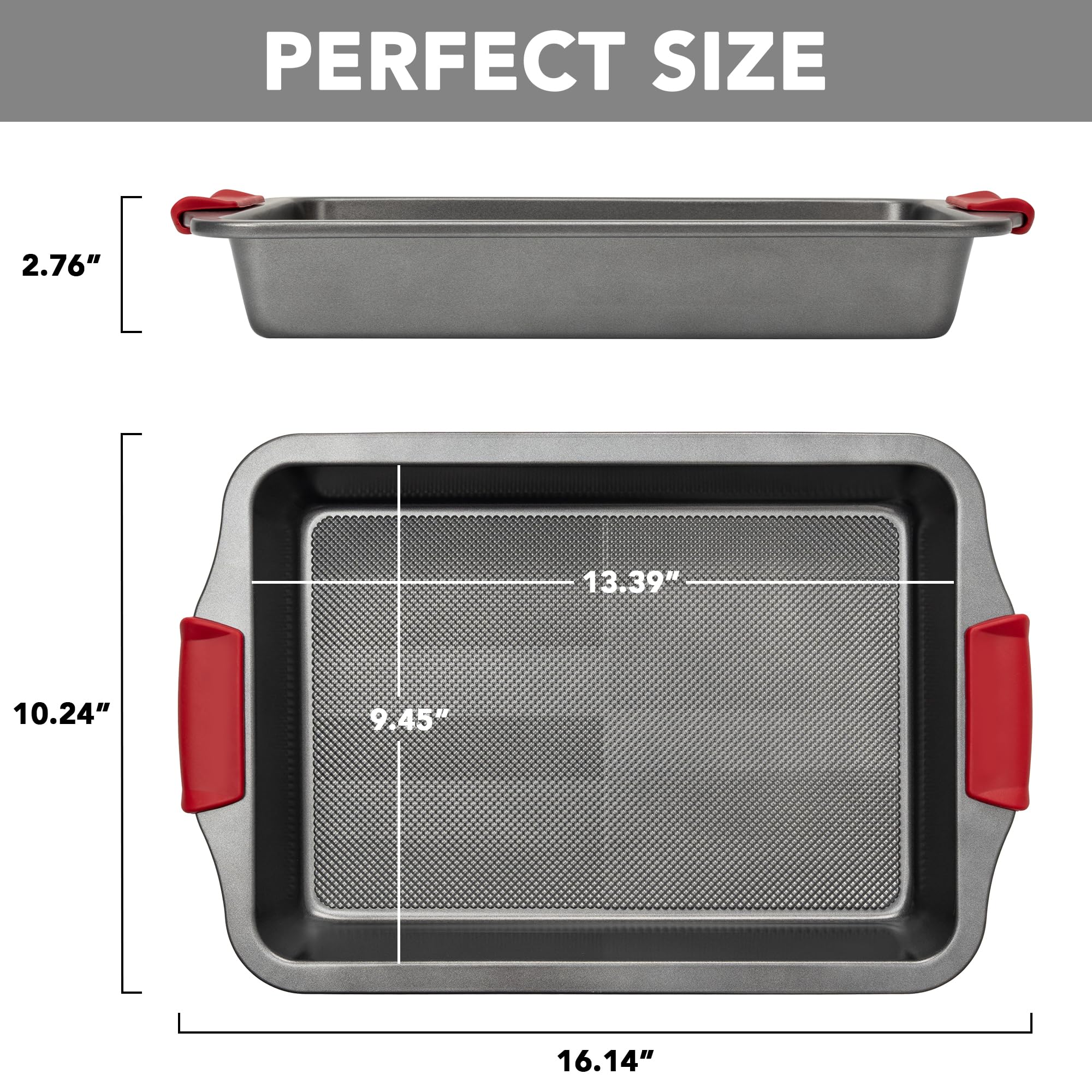 Tiawudi cake pan with silicone grip handles for safe, easy oven handling.