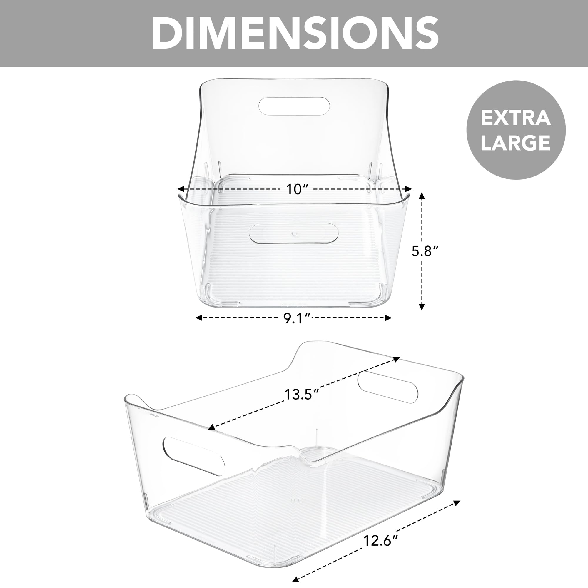 Tiawudi clear organizer bin shown on shelf for quick visibility and access.