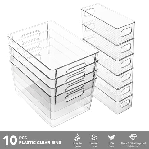 Tiawudi clear small storage bin front view ideal for snacks and drawers