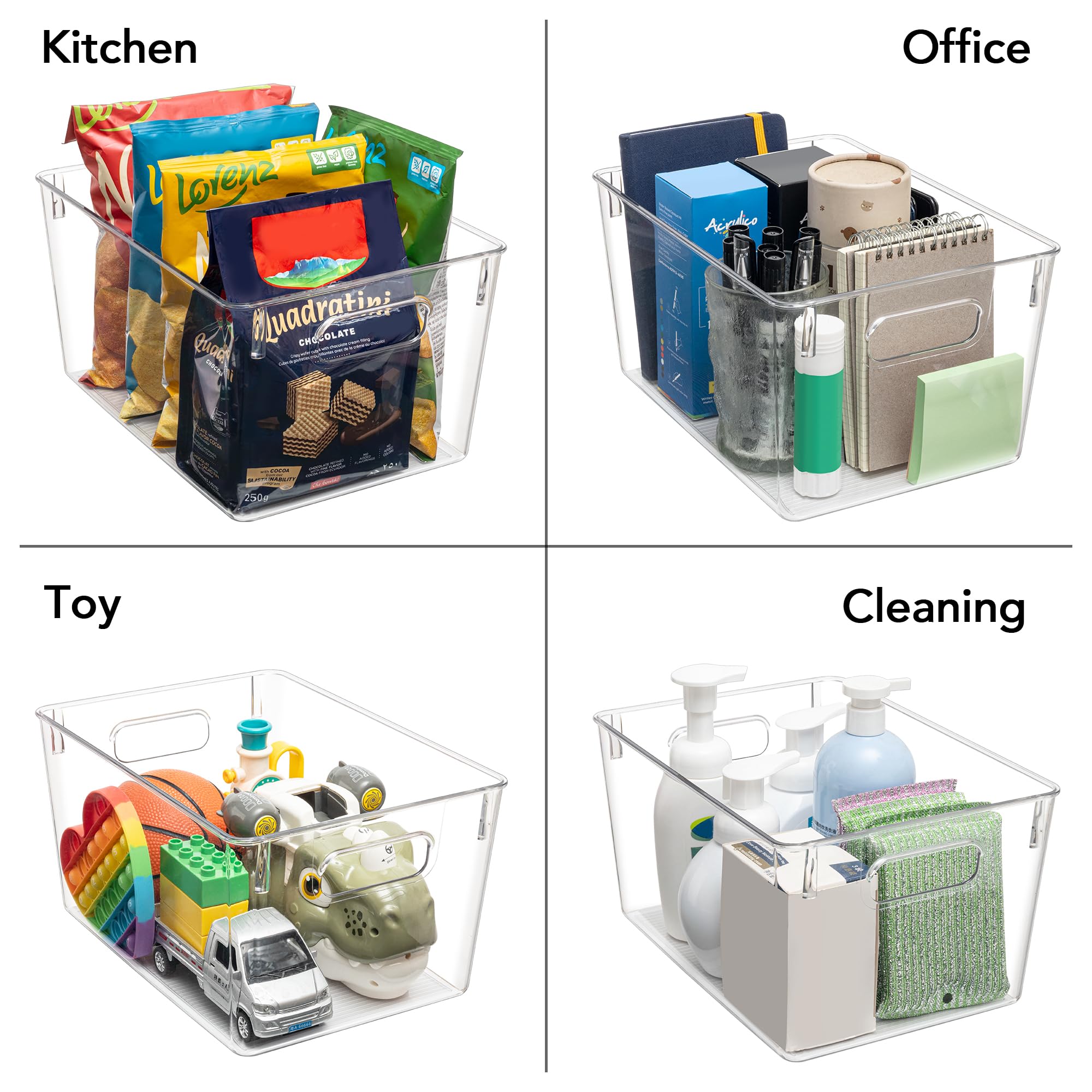 Tiawudi clear small storage bin side view showing compact stacking
