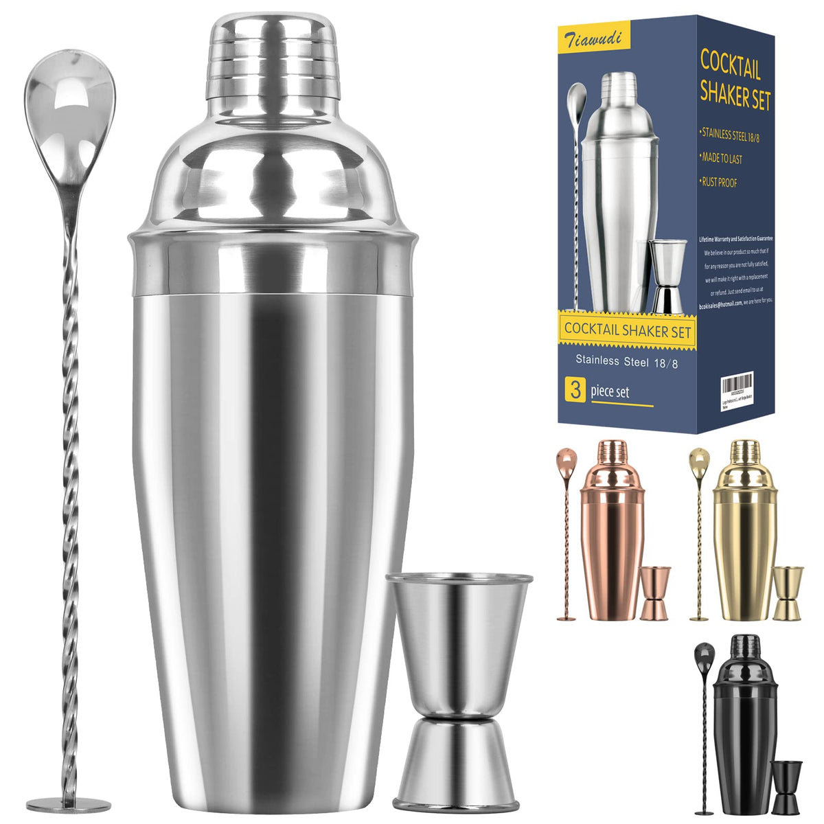 Tiawudi 24oz cocktail shaker with built-in strainer for smooth pours