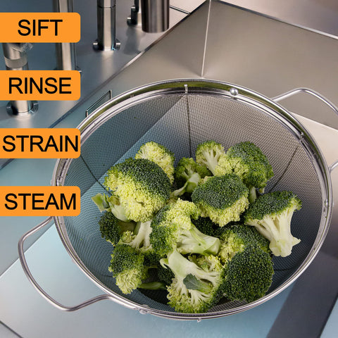Tiawudi colander with resting base offers stable placement