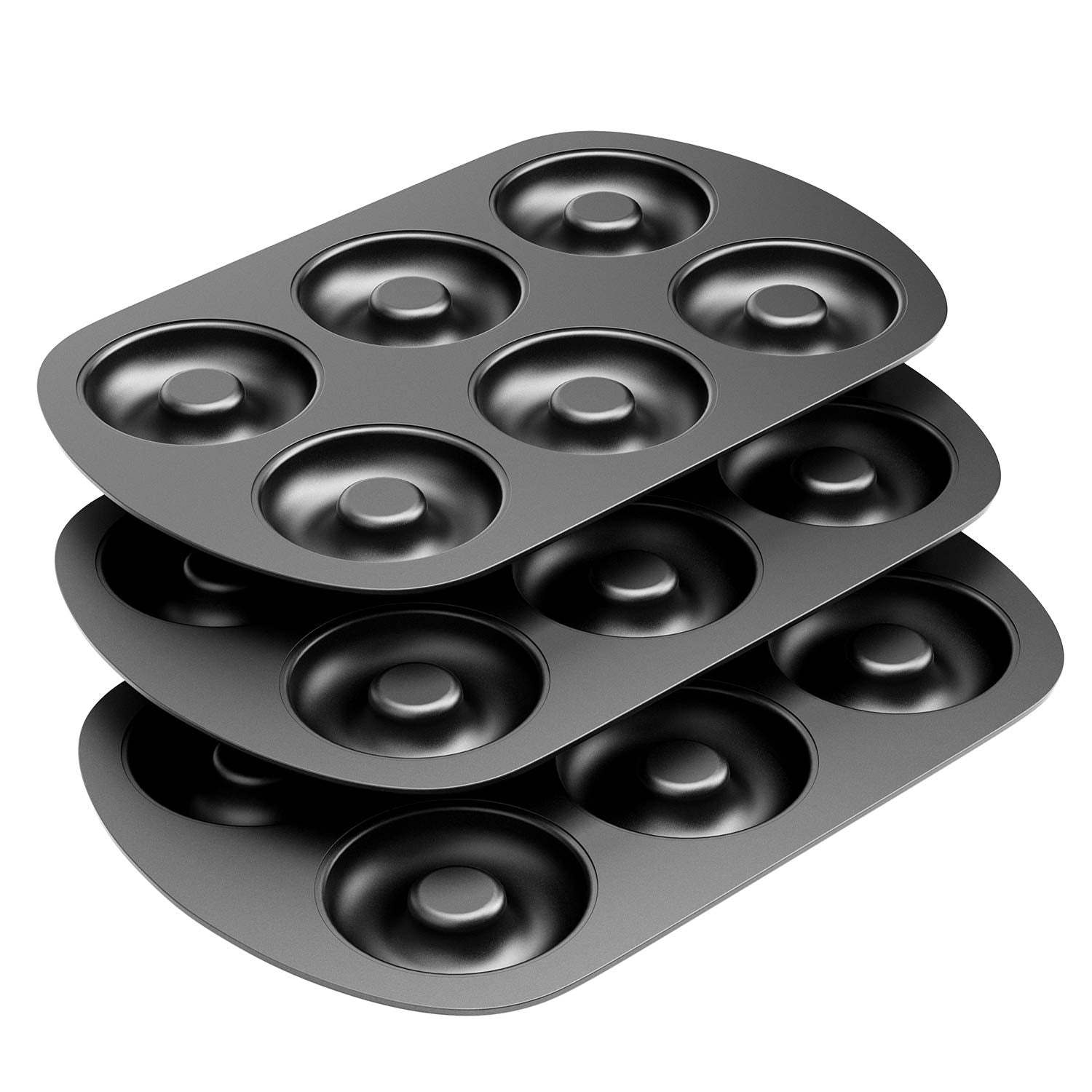 Tiawudi donut pan front view shows six cavities with nonstick coating for easy release.