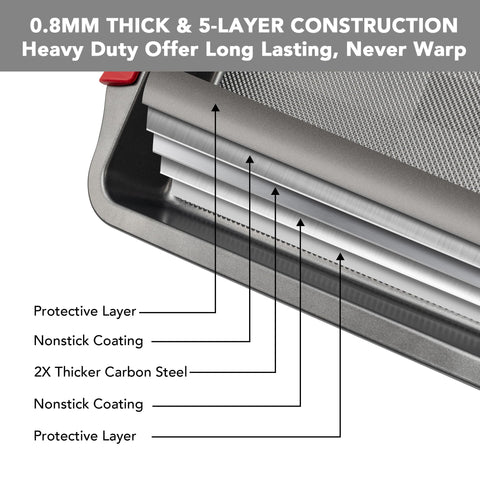Tiawudi heavy-duty baking pan 0-8mm thickness resists warping.