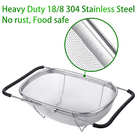 Tiawudi heavy-duty stainless mesh ensures reliable drainage for pasta and vegetables