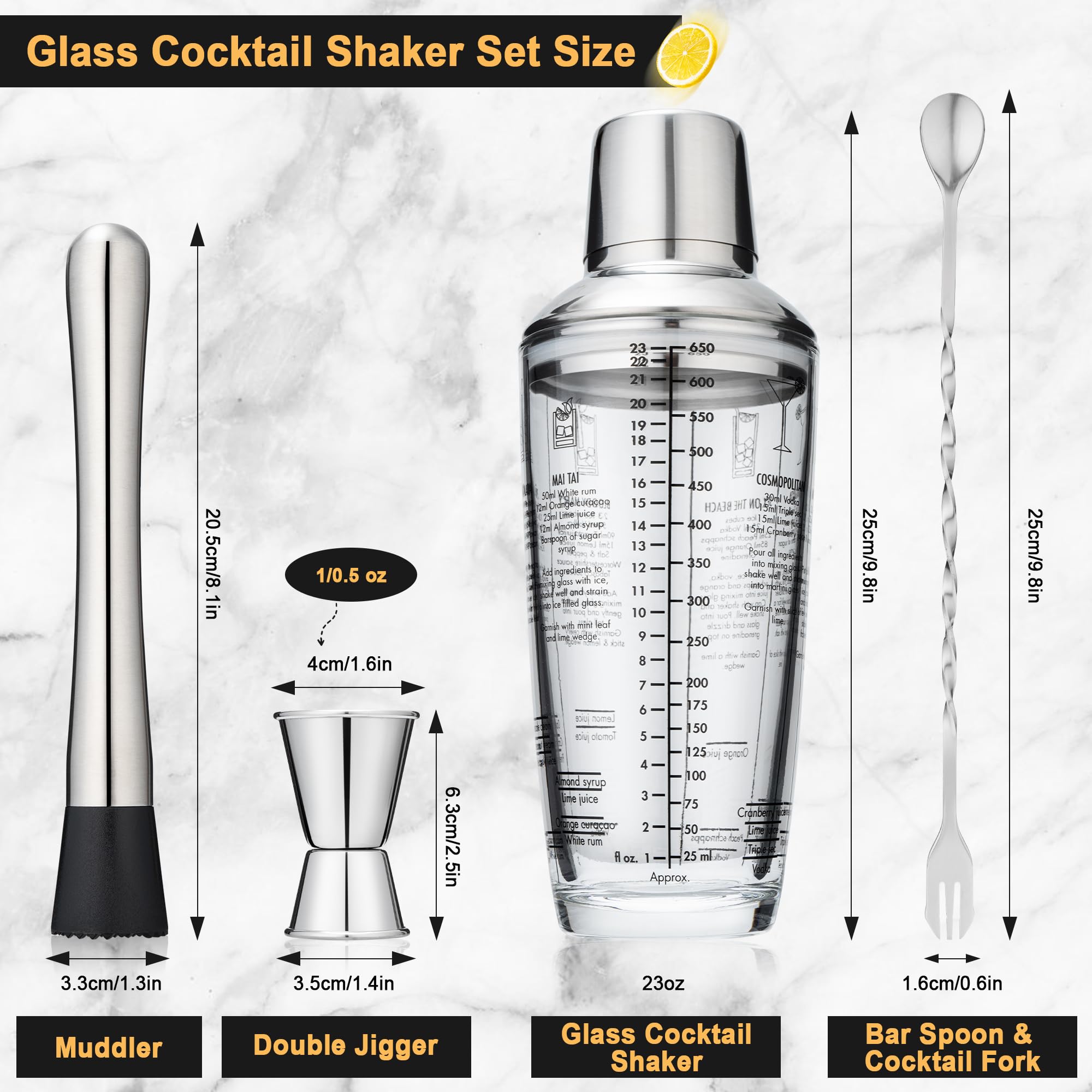 Tiawudi measuring jigger 1oz/0.5oz helps precise pours.