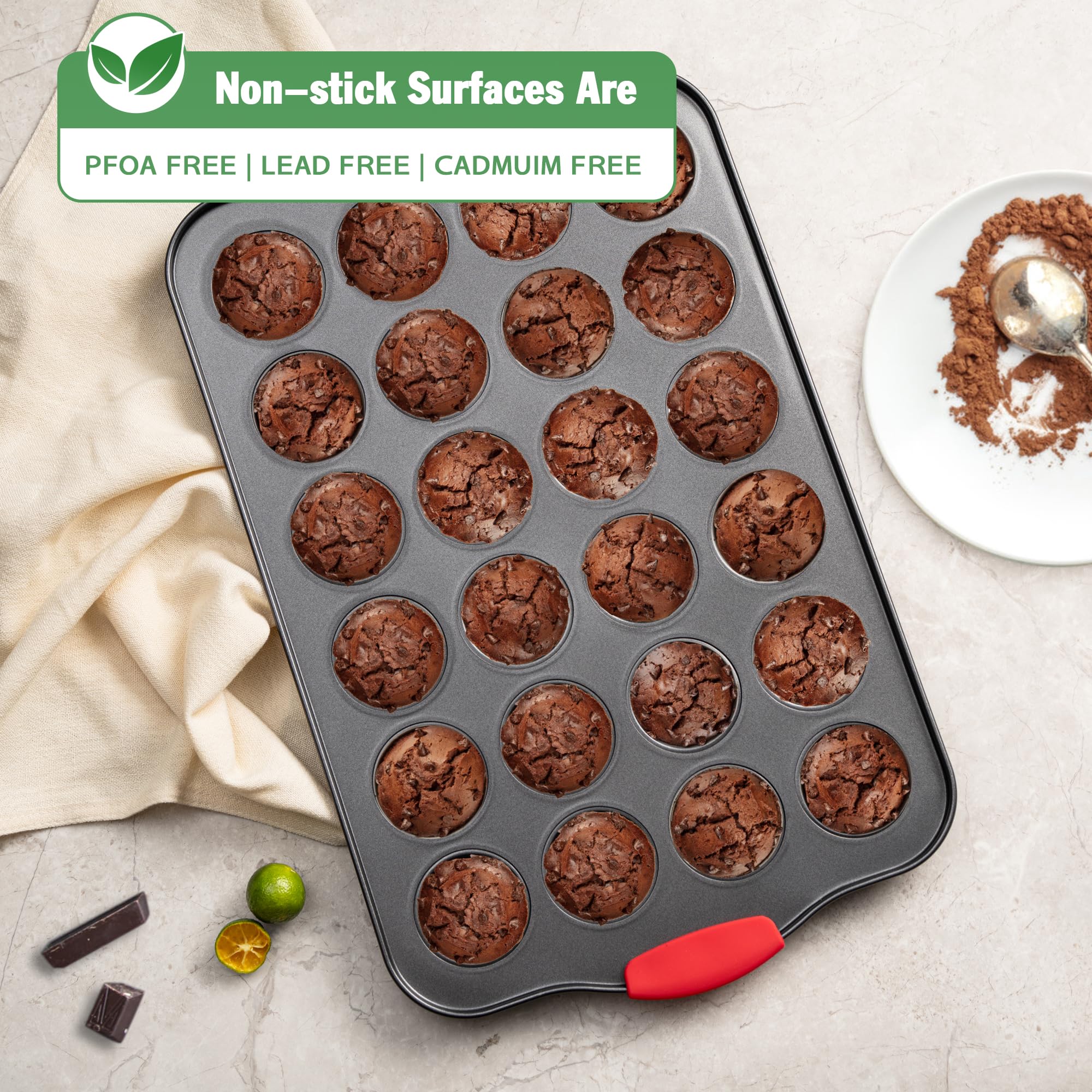 Tiawudi muffin pan highlights even heat across all 24 cups