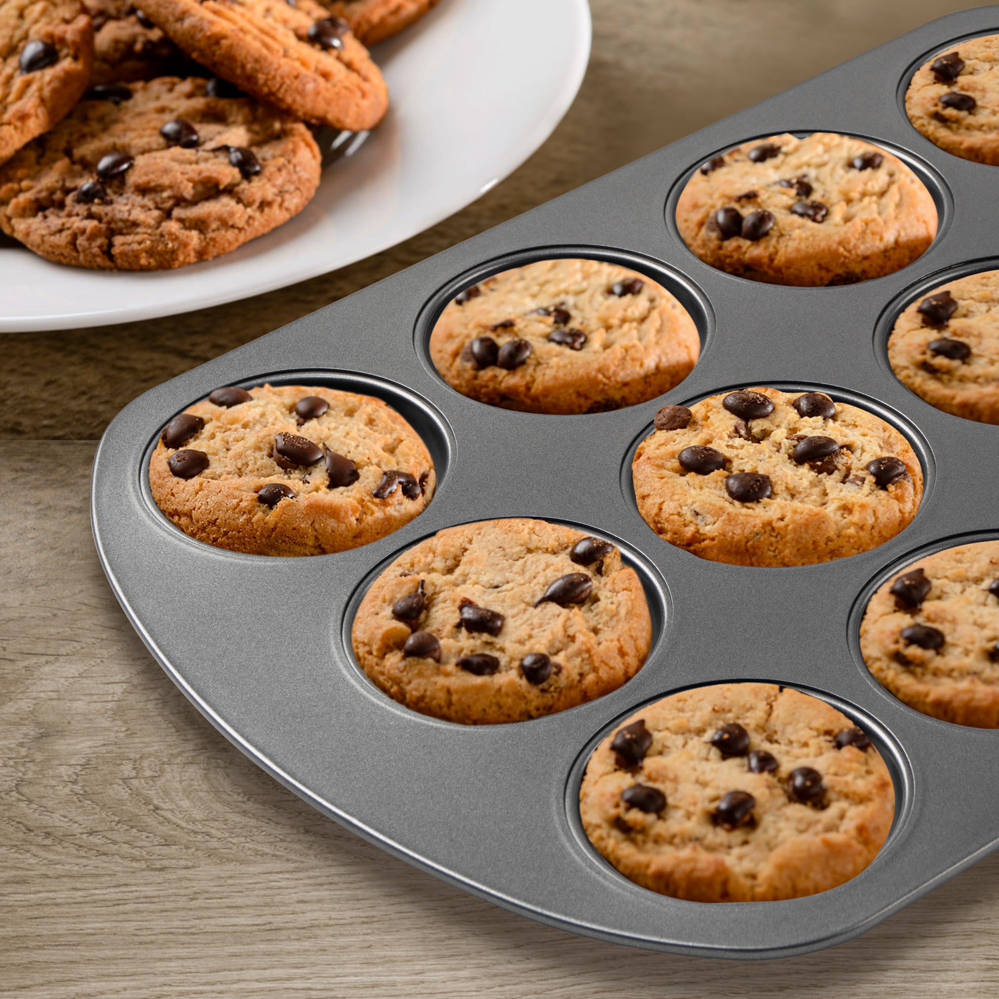 Tiawudi muffin top pan set of two for batch baking.