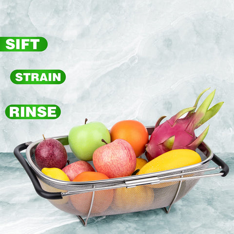 Tiawudi multi-use strainer handles rinsing, draining, and washing fruits and veggies