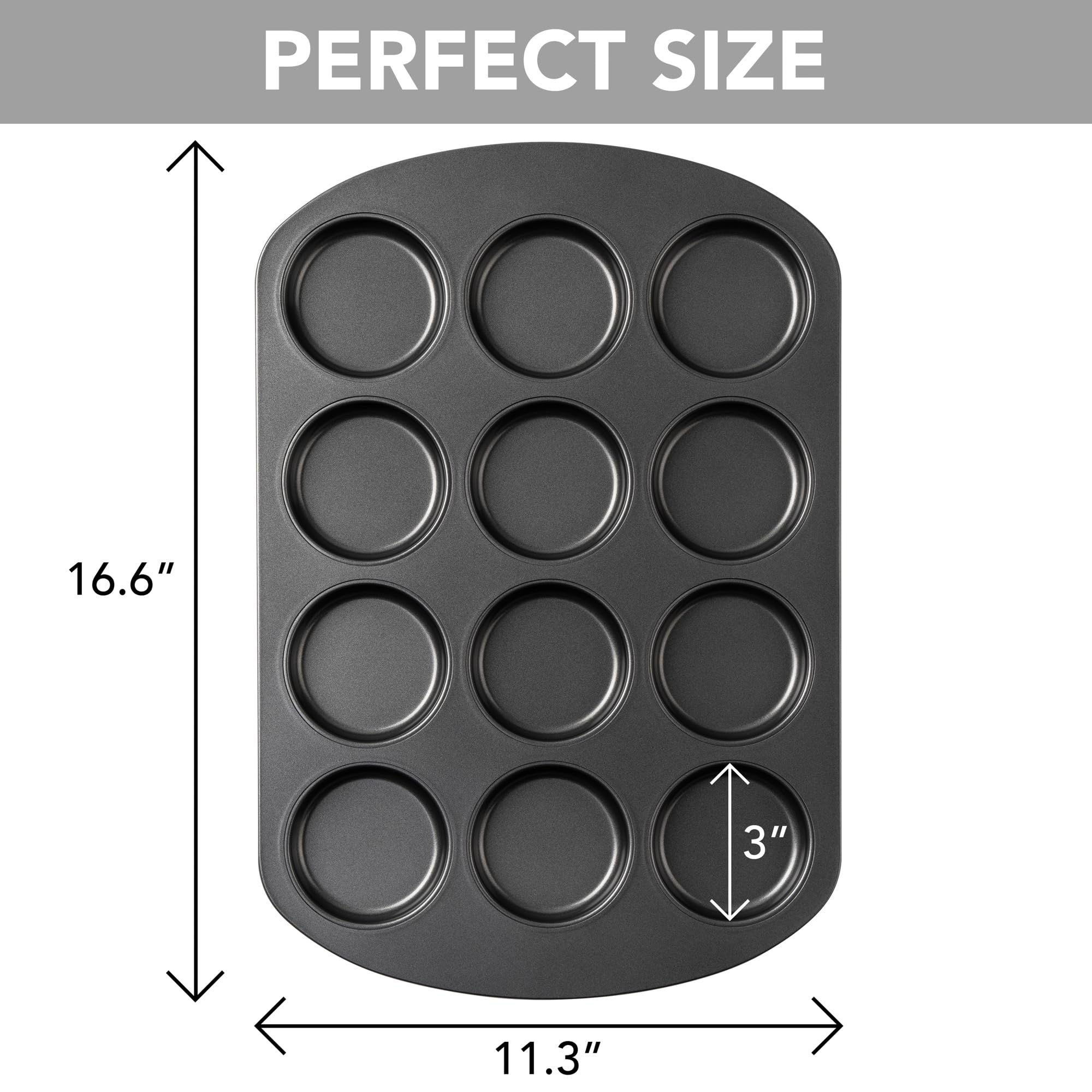 Tiawudi muffin top pan shown in oven, safe up to 450°F for versatile baking.