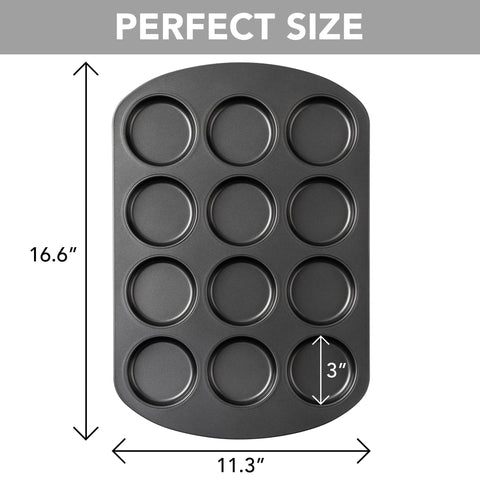 Tiawudi muffin top pan shown in oven, safe up to 450°F for versatile baking.