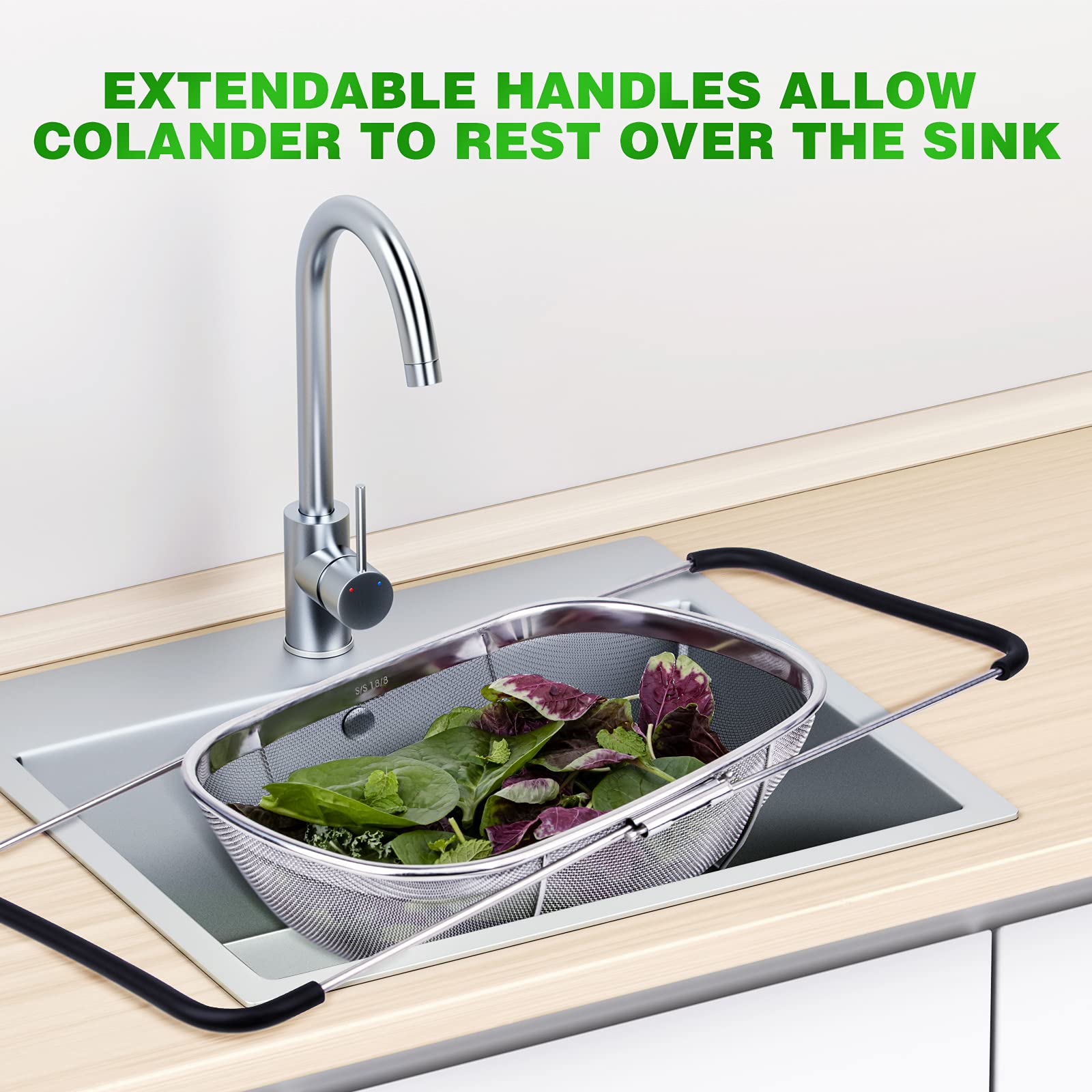 Tiawudi resting feet keep the colander stable on counters for hands-free use