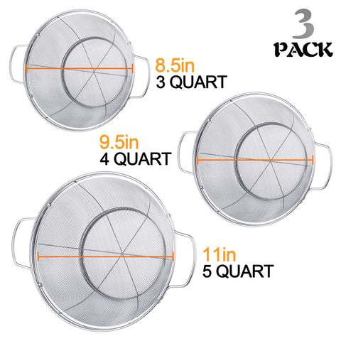Tiawudi stainless mesh strainer with handles for stable draining