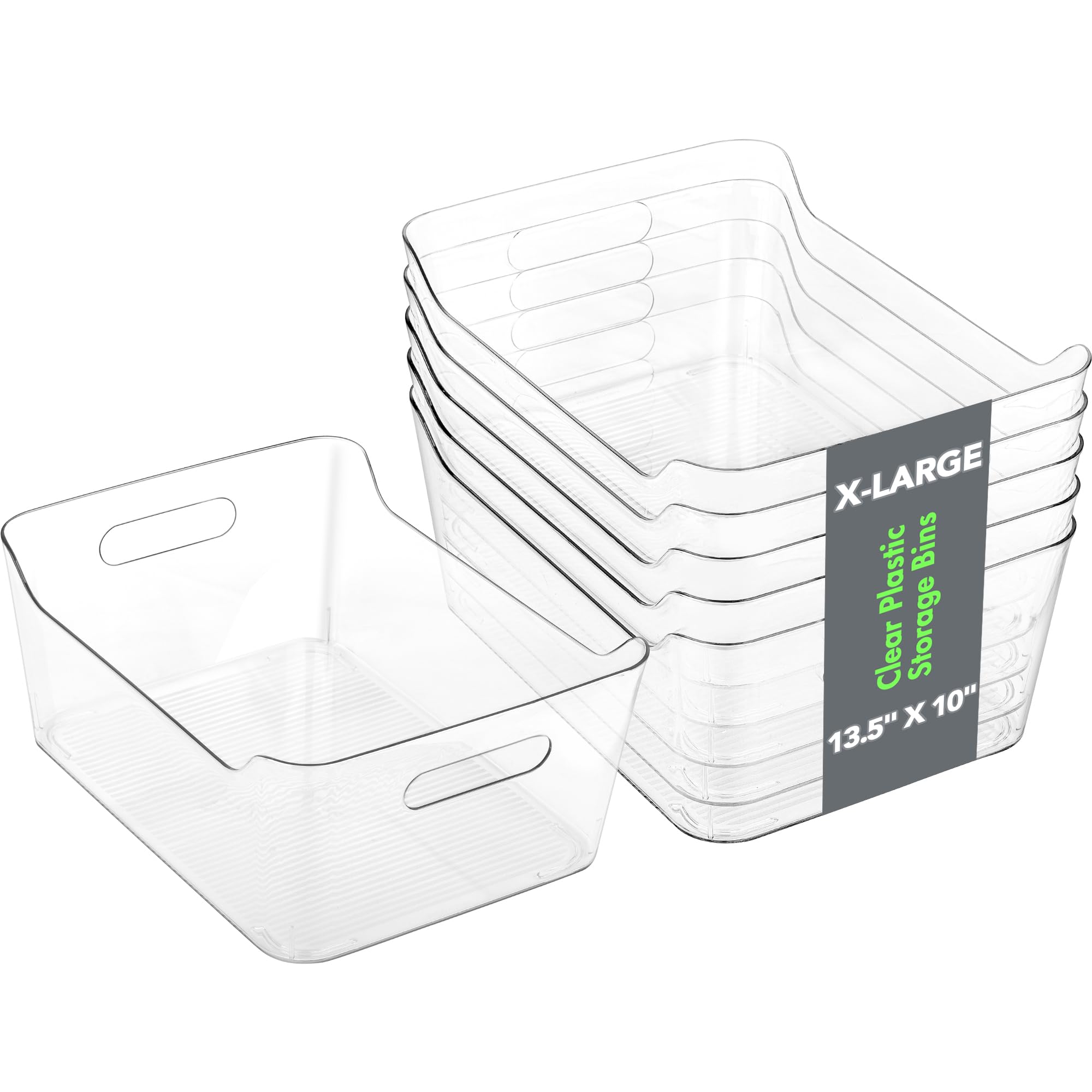 Tiawudi storage bins clear, side view for easy pantry organization.