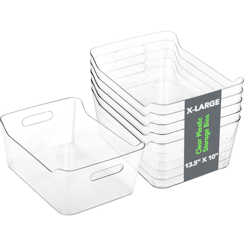 Tiawudi storage bins clear, side view for easy pantry organization.