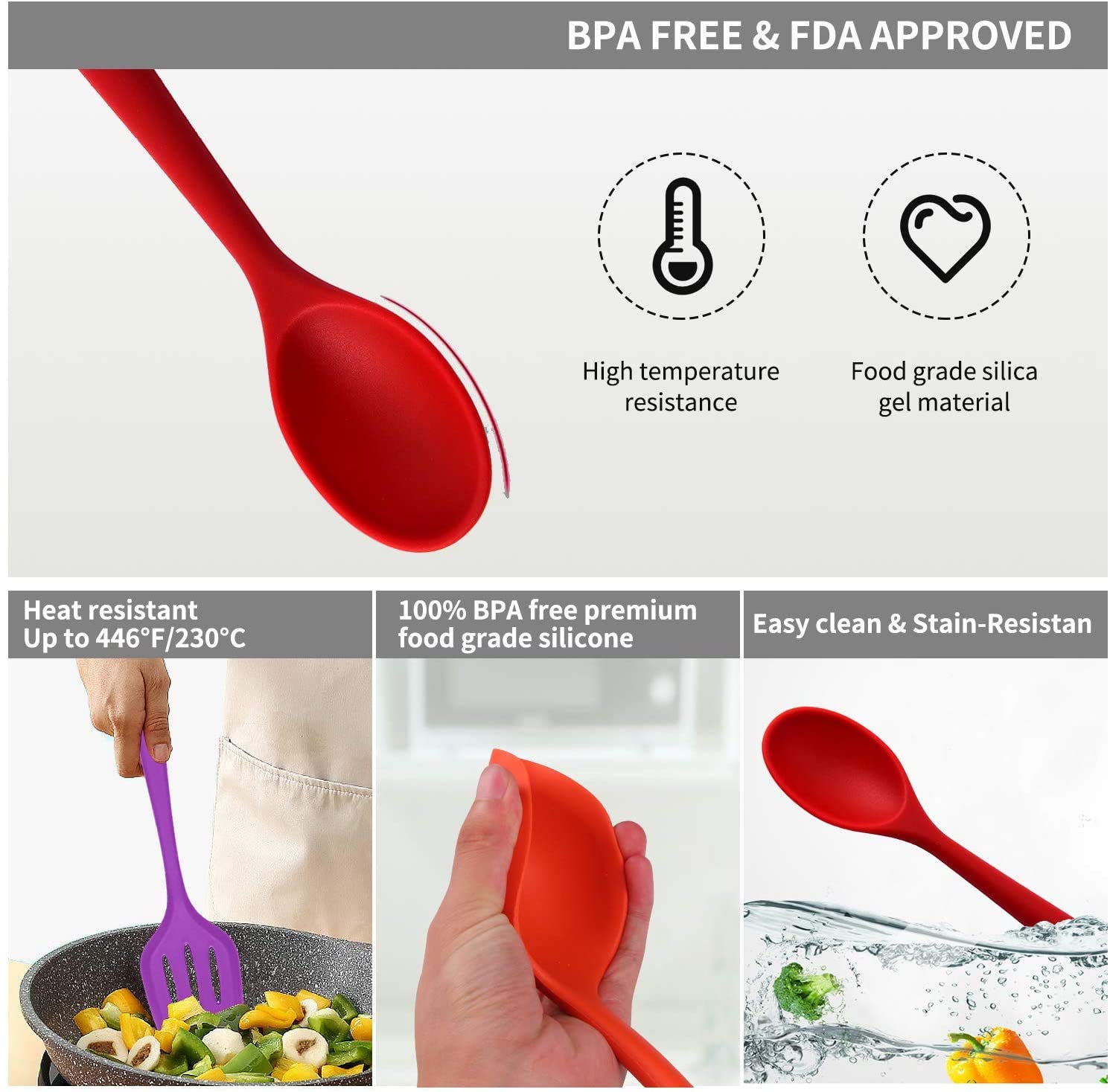 TIBLEN kitchen tongs and egg whisk with ergonomic grips.
