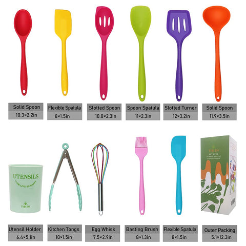 TIBLEN silicone spoon and spatula in use for safe stirring.