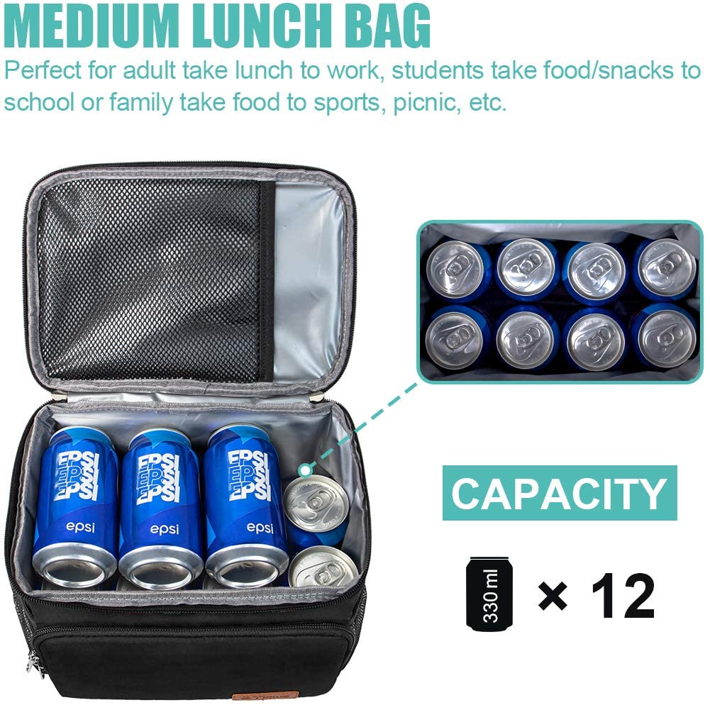 Tiblue insulated lunch bag front pocket detail emphasizes organization for keys and snacks