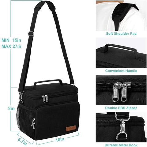 Tiblue insulated lunch bag top handle close-up shows easy-grip carry for daily commutes