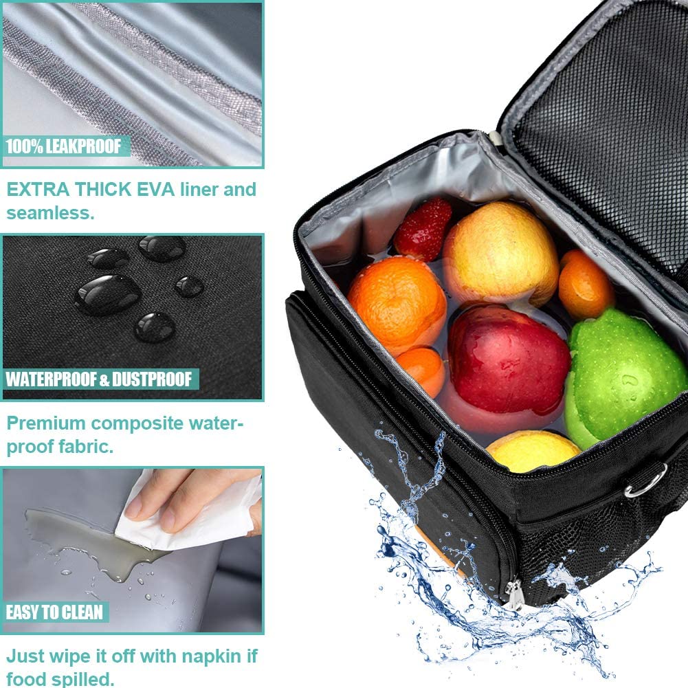 Tiblue insulated lunch bag wide opening facilitates quick filling and easy cleanup