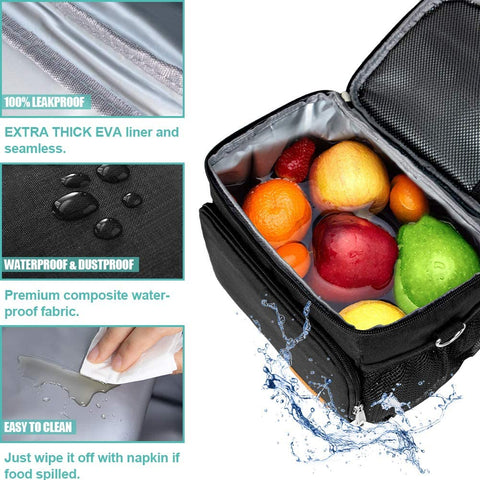 Tiblue insulated lunch bag wide opening facilitates quick filling and easy cleanup