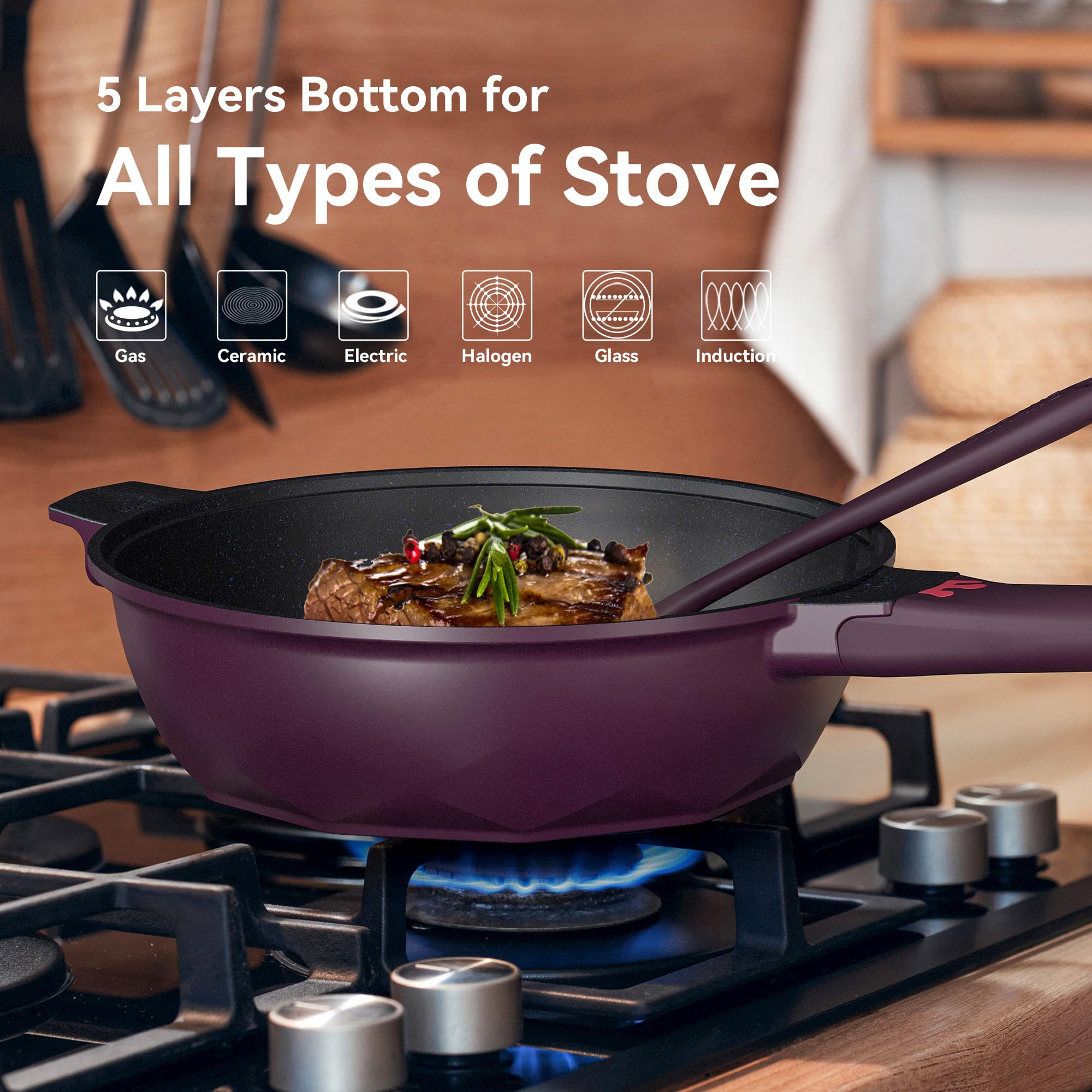 TIBORANG 8-in-1 pan five-quart capacity ideal for family meals