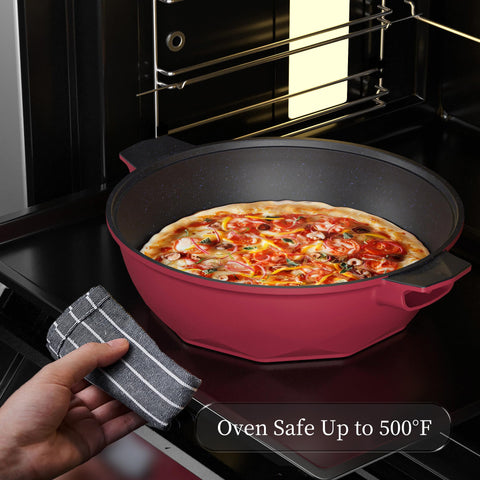 TIBORANG oven-safe pan up to 500°F for finished dishes.