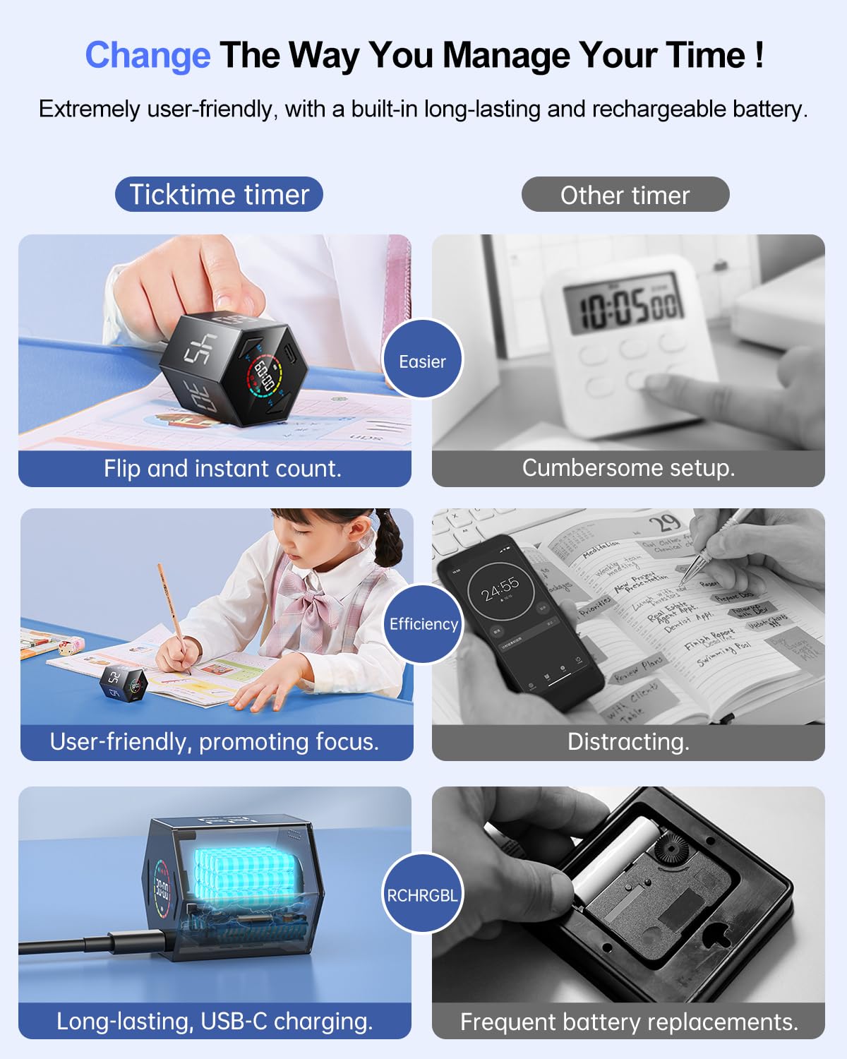 Ticktime supports count-up mode by flipping, enabling versatile timing options.