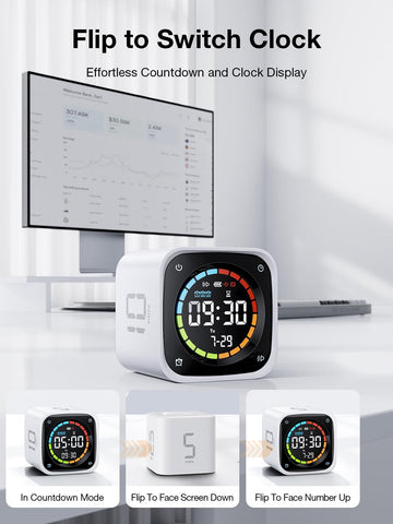 Ticktime TK3 desk clock with retro display on workspace.