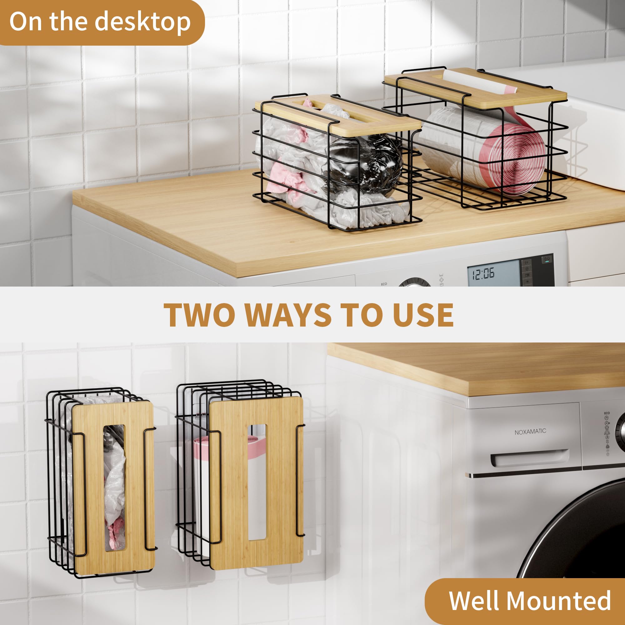 Tidiiabode bag holder under sink stores bags neatly, freeing counter space.
