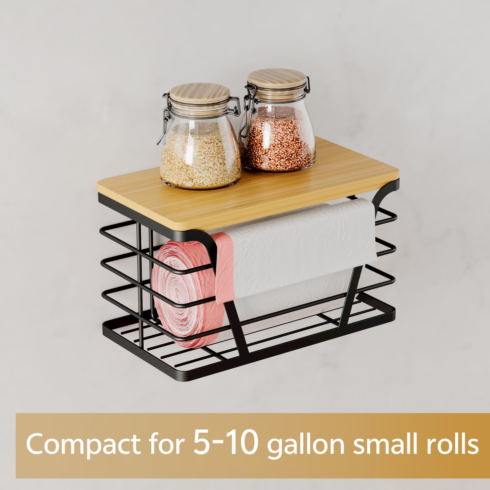 Removable bamboo top on the TIDIIABODE holder provides easy access and a compact shelf.