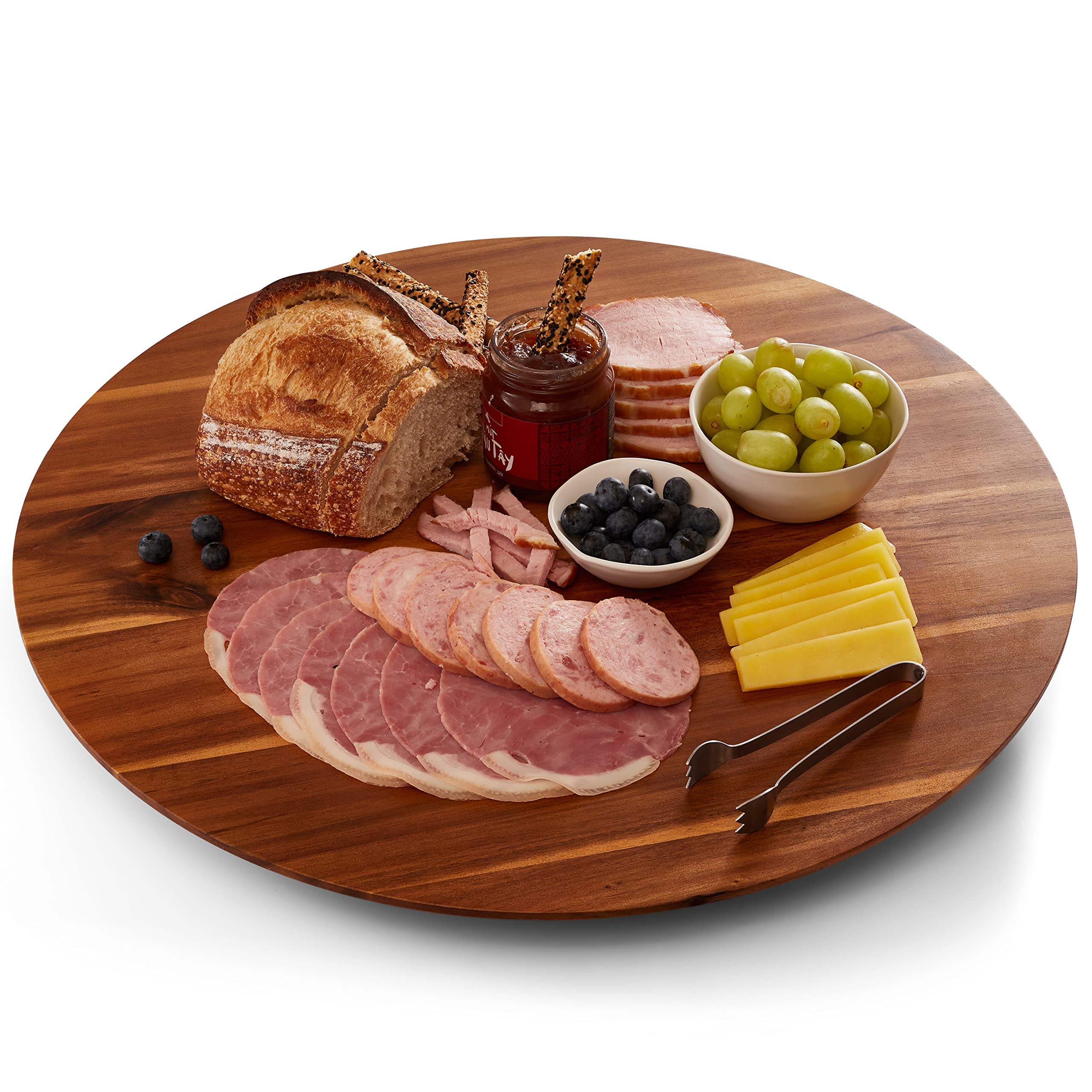 Tidita 21-inch acacia lazy susan top view for easy sharing of appetizers