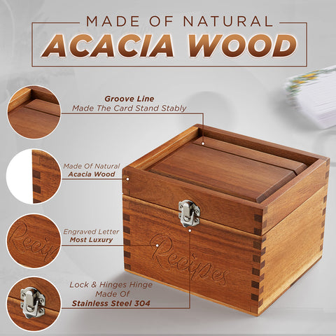 Tidita acacia box interior keeps recipes organized and accessible.