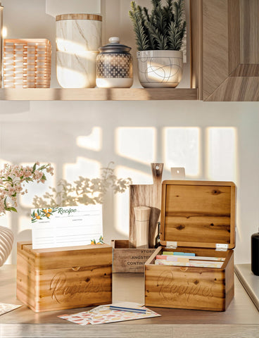 Tidita Acacia box top view showing compact kitchen organization