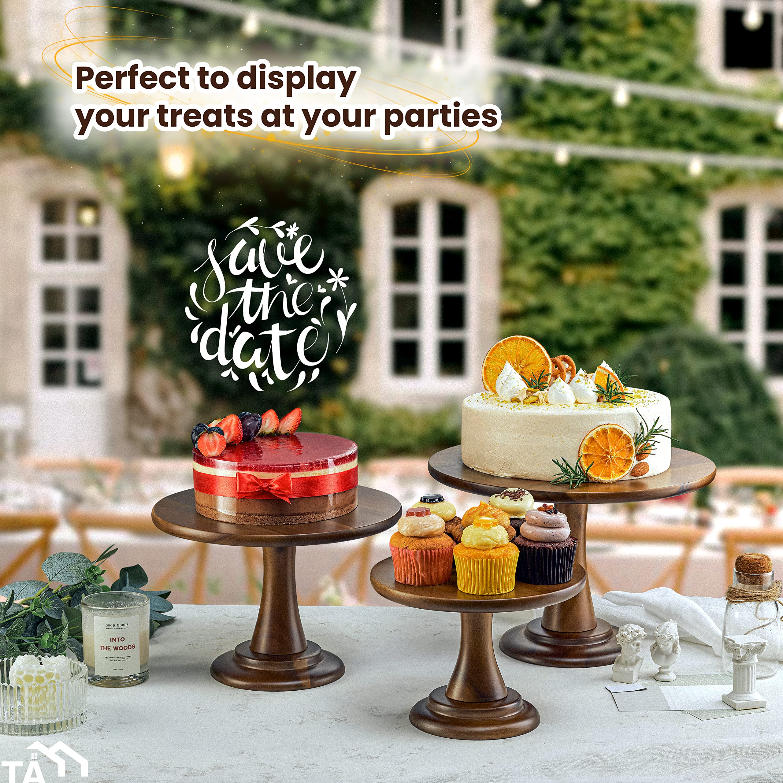 Tidita acacia wood dessert display doubles as a chic serving and table decor.
