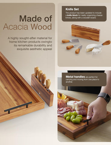 Tidita charcuterie board with knife holder and four cheese knives included.