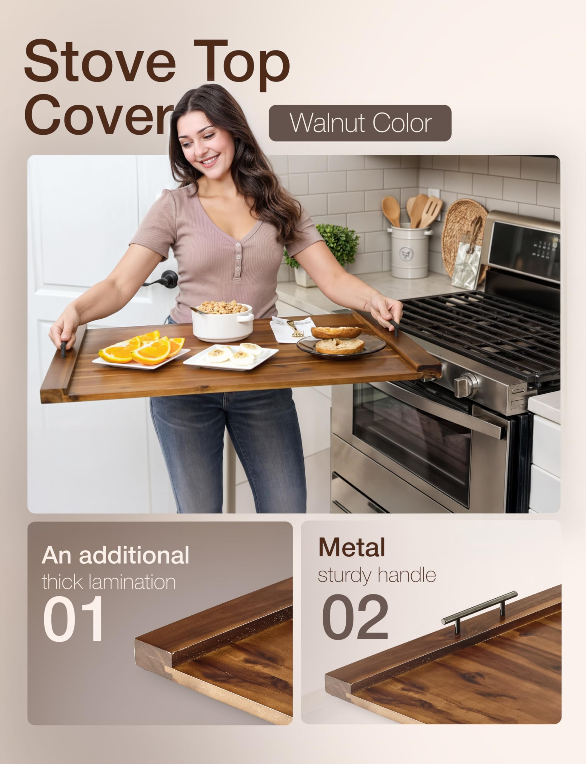 Measuring 30 by 22 inches, this cover fits standard cooktops to extend counter space.
