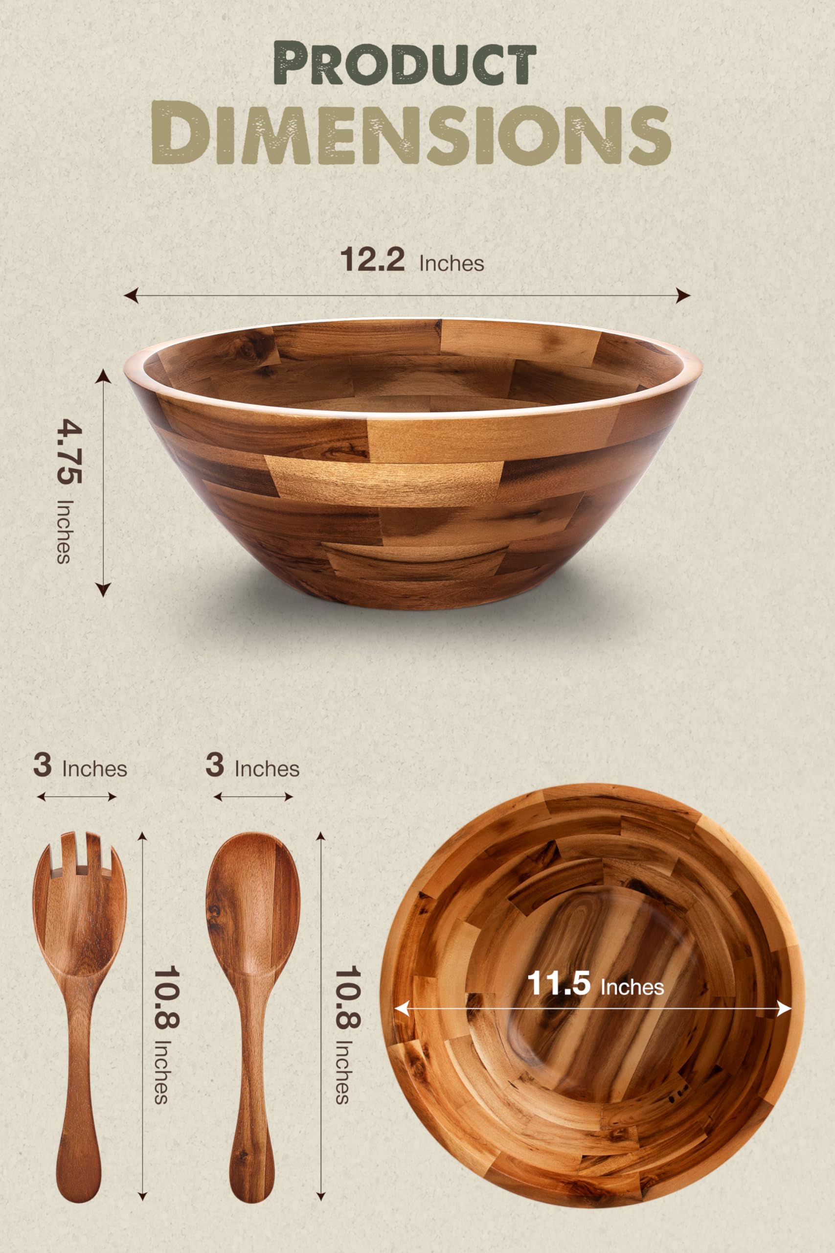 Tidita large serving bowl suited for salad, fruit, or pasta servings.