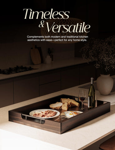 Tidita reinforced-edge acacia tray suitable for ottoman and daily use.