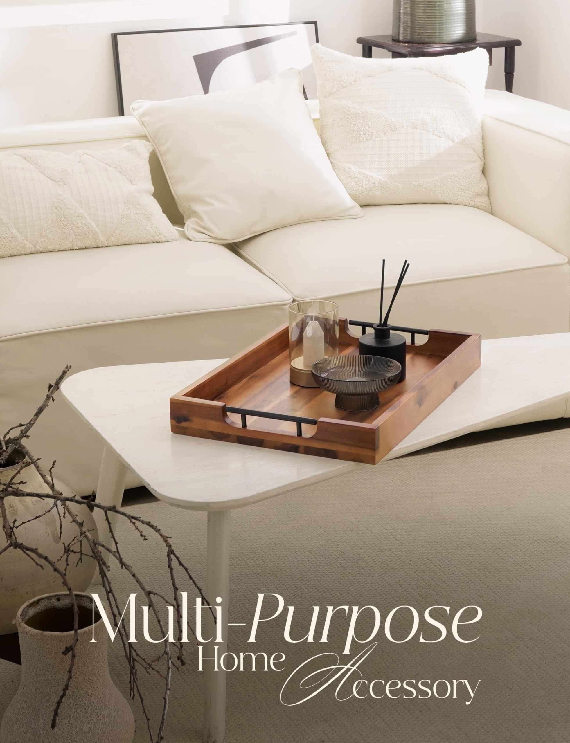 Tidita ottoman tray with handles for easy lifting and transport