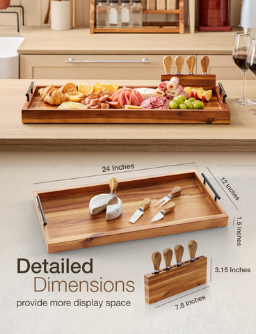 Tidita serving platter in distinctive acacia grain for elegant spreads.